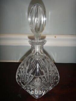Mid Century Cut Crystal Tequilla Decanter Agave Cactus Motif Ground Stopper