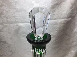 NACHTMANN ANTIKA KARAFE GREEN CUT To Clear LEAD CRYSTAL DECANTER 13.5+stopper