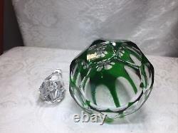NACHTMANN ANTIKA KARAFE GREEN CUT To Clear LEAD CRYSTAL DECANTER 13.5+stopper