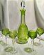 Nachtmann Decanter With4 Cordials Peridot Green Cut To Clear Crystal Bohemian