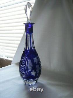 NACHTMANN Trabue CORDIAL Decanter COBALT BLUE Cut-To-Clear Crystal