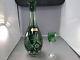 Natchmann Crystal Emerald Green Cut To Clear Port Glasses And Decanter Set