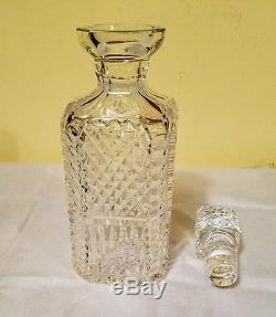 NEVER USED 9.75 Tall WATERFORD Square Cut Crystal Decanter Signed Square RARE