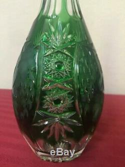 NEW Nachtmann Traube Wine Decanter Green Glasses Cut to Clear Crystal Set 7