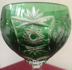 NEW Nachtmann Traube Wine Decanter Green Glasses Cut to Clear Crystal Set 7