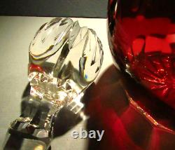NIB CAESAR CRYSTAL Red Wine Decanter Hand Cut Clear Overlay Czech Cased New