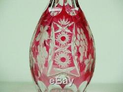 Nachtmann Crystal Cranberry Cut To Clear Decanter With Stopper From Germany