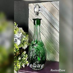 Nachtmann Decanter Traube Emerald Green Cut to Clear German Vintage Decanter 12