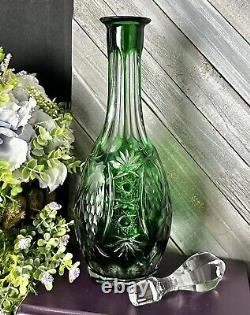 Nachtmann Decanter Traube Emerald Green Cut to Clear German Vintage Decanter 12