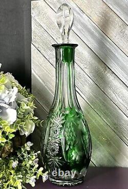 Nachtmann Decanter Traube Emerald Green Cut to Clear German Vintage Decanter 12