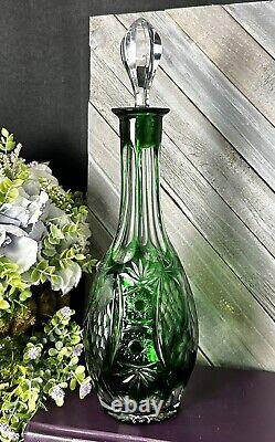 Nachtmann Decanter Traube Emerald Green Cut to Clear German Vintage Decanter 12