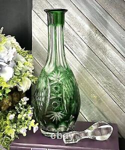 Nachtmann Decanter Traube Emerald Green Cut to Clear German Vintage Decanter 12