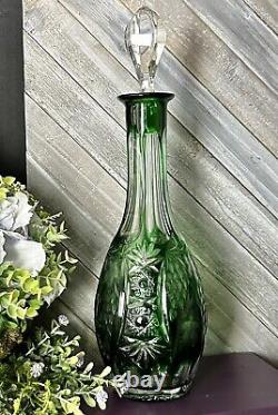 Nachtmann Decanter Traube Emerald Green Cut to Clear German Vintage Decanter 12