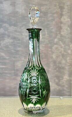 Nachtmann Decanter Traube Emerald Green Cut to Clear German Vintage Decanter 12