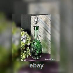 Nachtmann Decanter Traube Emerald Green Cut to Clear German Vintage Decanter 12