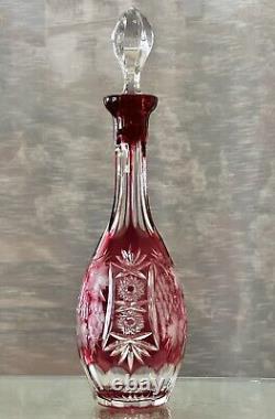 Nachtmann Decanter Traube Ruby Red Cut to Clear German Vintage Ruby Decanter 15