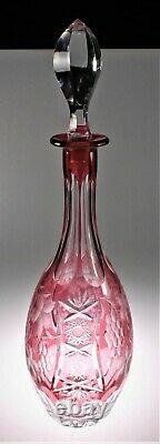 Nachtmann Traube/ Ajka Marsala Decanter 15 1/8 Cut To Clear Cranberry/rose