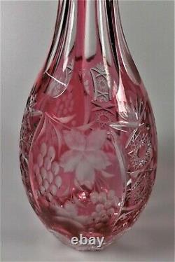 Nachtmann Traube/ Ajka Marsala Decanter 15 1/8 Cut To Clear Cranberry/rose