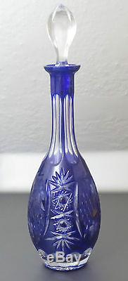 Nachtmann Traube Cobalt Blue Cut to Clear Crystal Decanter with 4 Goblets, 15 1/2