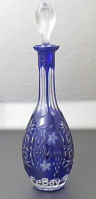 Nachtmann Traube Cobalt Blue Cut to Clear Crystal Decanter with 4 Goblets, 15 1/2