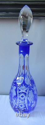 Nachtmann Traube Cobalt Blue Cut to Clear Crystal Wine Decanter with Stopper 15