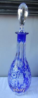 Nachtmann Traube Cobalt Blue Cut to Clear Crystal Wine Decanter with Stopper 15