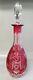 Nachtmann Traube Cranberry Crystal Cut To Clear Cordial Decanter & Stopper 12