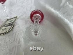 Nachtmann Traube Cranberry Crystal Cut to Clear Decanter with Stopper 3 Cordials