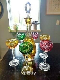 Nachtmann Traube Cut Crystal Decanter and Wine Glasses