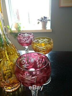 Nachtmann Traube Cut Crystal Decanter and Wine Glasses