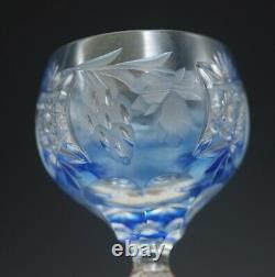 Nachtmann Traube Cut To Clear Set Of 4 Sherry Cordials Goblets 5.5 Aqua Blue