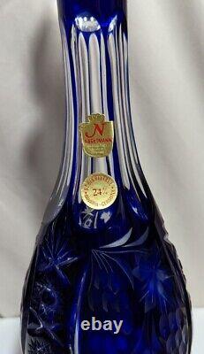 Nachtmann Traube Cut to Clear Colbalt Blue 12 24% Leaded Crystal Decanter NOS