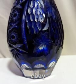 Nachtmann Traube Cut to Clear Colbalt Blue 12 24% Leaded Crystal Decanter NOS