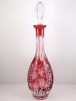 Nachtmann Traube Decanter 15.25 Ruby Cased Cut to Clear Crystal Grapes