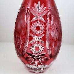 Nachtmann Traube Decanter 15.25 Ruby Cased Cut to Clear Crystal Grapes