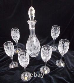Nachtmann Traube Liqueur Decanter and 6 Sherry Glasses Perfect Condition