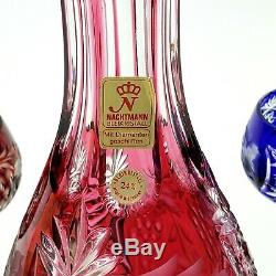 Nachtmann Traube Multi Color Crystal Cut to Clear Decanter & 8 Cordials