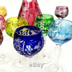 Nachtmann Traube Multi Color Crystal Cut to Clear Decanter & 8 Cordials