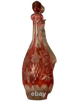 Nachtmann Traube Red Wine Decanter Cut To Clear Bavarian Crystal Rare Stopper