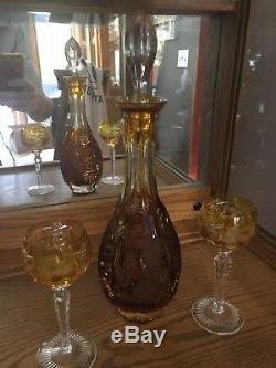 Nachtmann clear cut to Crystal Decanter and Four cordial Glasses. NO RESERVE