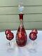 Nachtmann Decanter Set, Cut-to-clear With 4 Matching Cordials Traube Red Grape