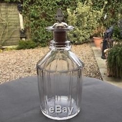 Nelson Barrel Faceted Cut Glass Decanter Solid Silver Ecclesiastical Stopper