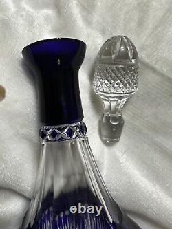 Nobel Excellence Cobalt Blue Crystal Cut To Clear Decanter Hungary