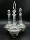 Ntique Tantalus, 3 Decanters In Glass Silverplate Victorian 19th Century