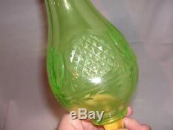 Old, 1880's, Rare Moser Persian Vaseline Cut Glass Hookah Base, Bottle, Decanter