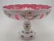 Old Bohemian Floral White Cut To Pink Case Glass Compote Bowl On Stand 11¾in