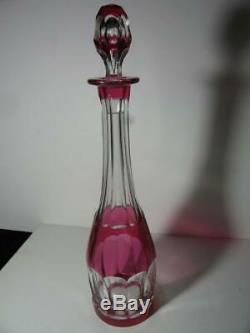 Old Val St Lambert Ruby Red Cut To Clear Seville Decanter 15 3/4 Art Glass VSL