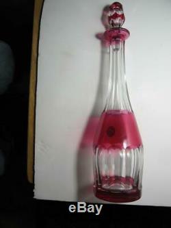 Old Val St Lambert Ruby Red Cut To Clear Seville Decanter 15 3/4 Art Glass VSL