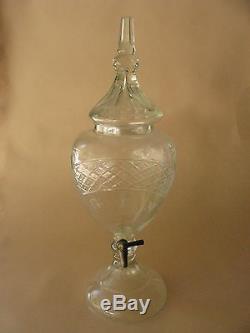 Old collection cut crystal Glass liquor GIN DECANTER old bar ware metal spout LG