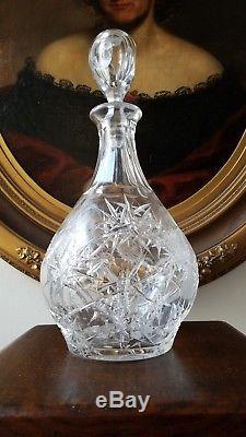 Only Bohemia Glass Decanter Josef Svarc Important Piece Thistle Cut Abstract